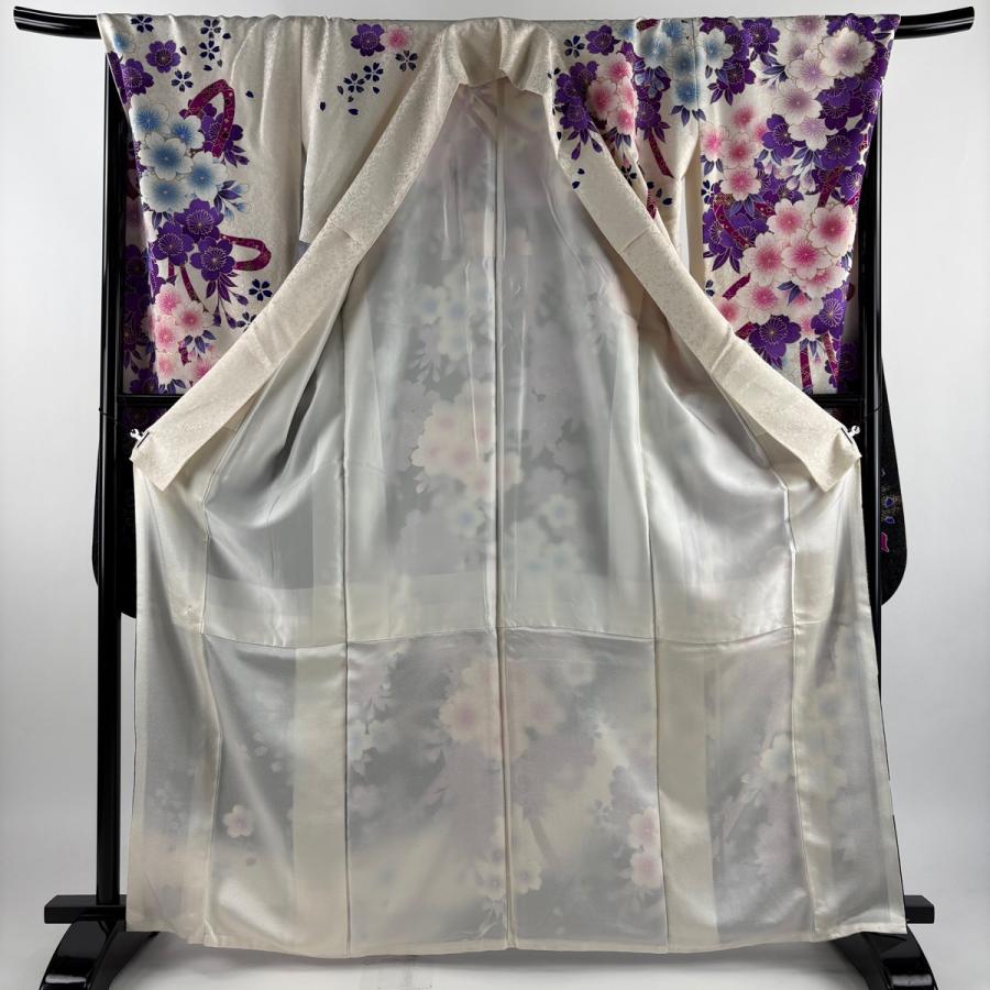 紫とクリーム 着丈 154 cm 裄丈 69 cm 訪問着［紫クリーム・光琳松］