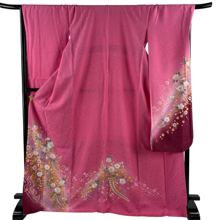 美品 振袖 身丈172cm 裄丈69.5cm L 袷 辻が花柄 桜 染め分け ぼかし 