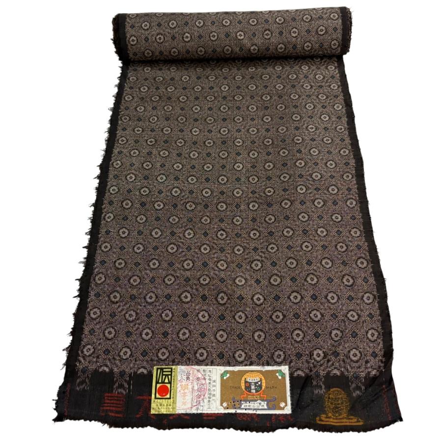 反物 逸品 大島紬 証紙有 幾何学 焦茶色 正絹 中古 : リユースセレクト