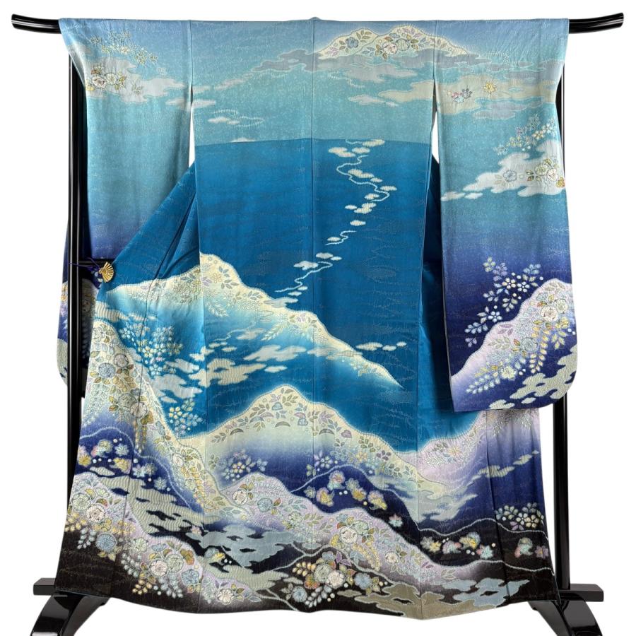美品 振袖 身丈161cm 裄丈69cm L 袷 翠山工房 やまと 落款あり 辻が花