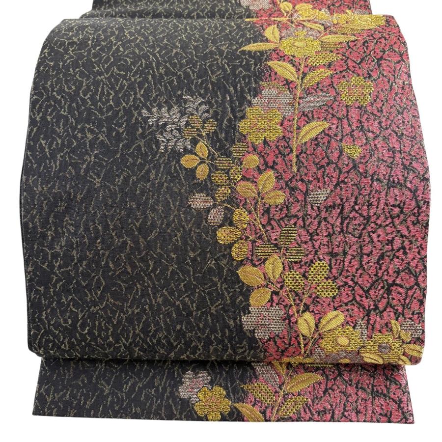 本金二重箔 正絹六通袋帯 萩に鴛鴦 美品】 袋帯 秀