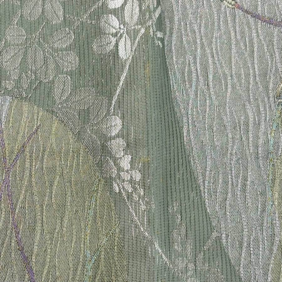 袋帯 秀品 夏帯 絽 萩 蛍 箔 薄緑 六通 正絹 中古 : リユースセレクト
