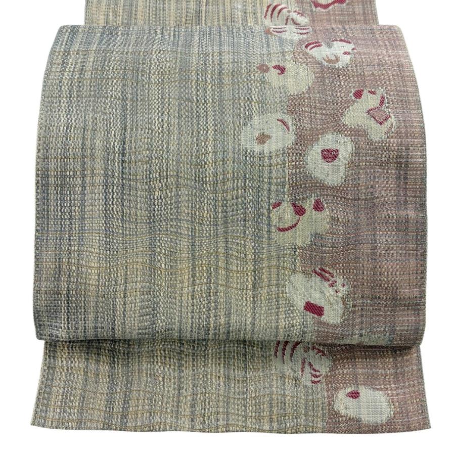 名古屋帯 秀品 霞 金銀糸 銀色 正絹 中古 名古屋帯 秀品 八寸