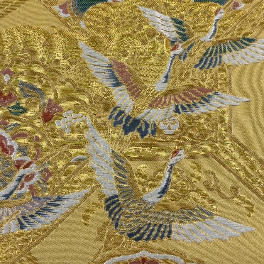 【美品】袋帯　人間国宝作品　大華文　六通　金色 袋帯 秀品 国鳥の舞 華文 鳥 金色 六通 正絹 中古 : リユースセレクト