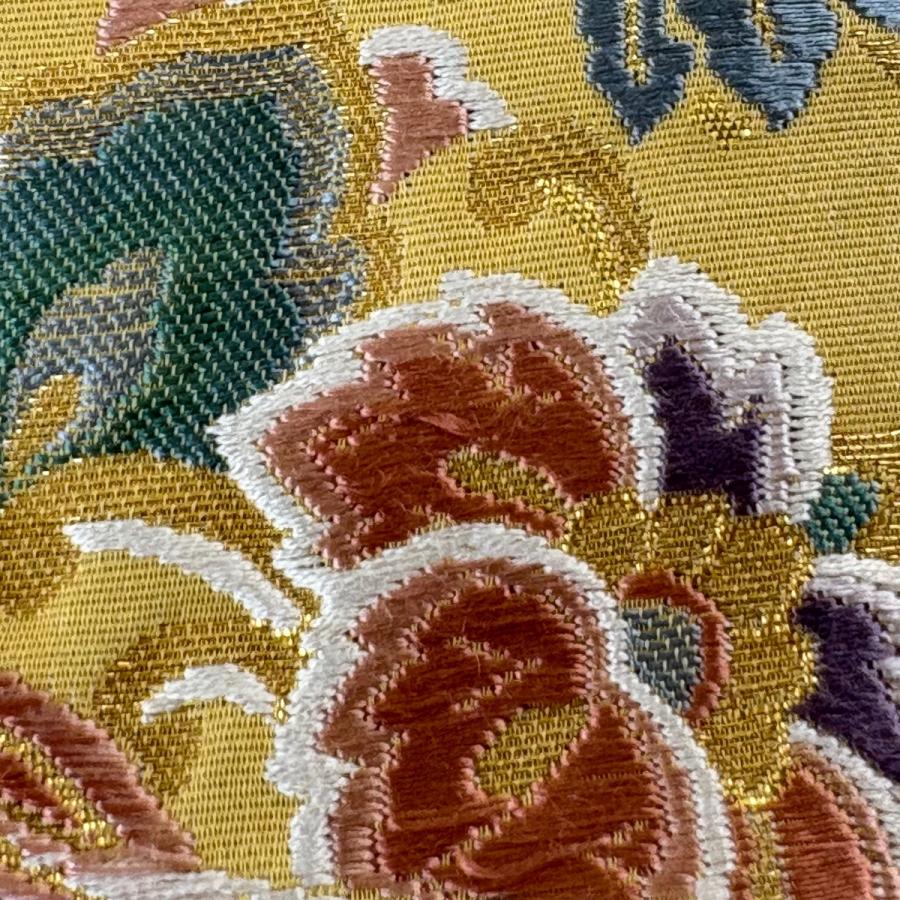 【美品】袋帯　人間国宝作品　大華文　六通　金色 袋帯 秀品 国鳥の舞 華文 鳥 金色 六通 正絹 中古 : リユースセレクト