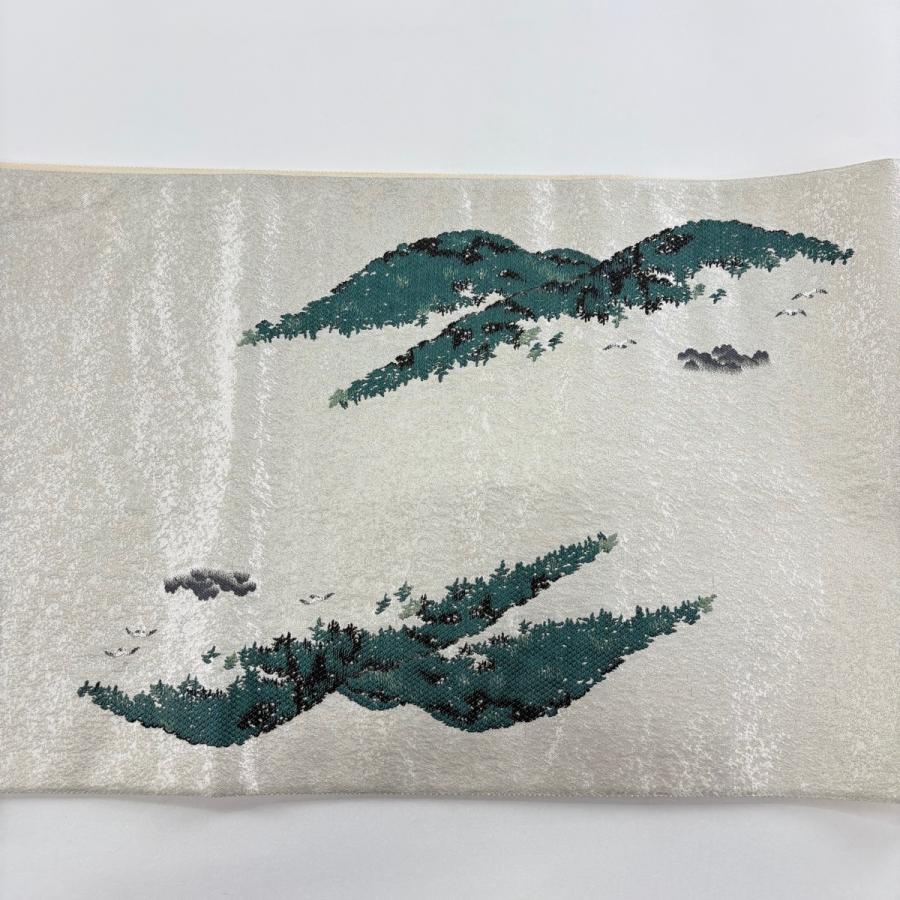 袋帯 名品 じゅらく 落款あり 横山大観 富士山 波 金糸 箔 金色 お太鼓 