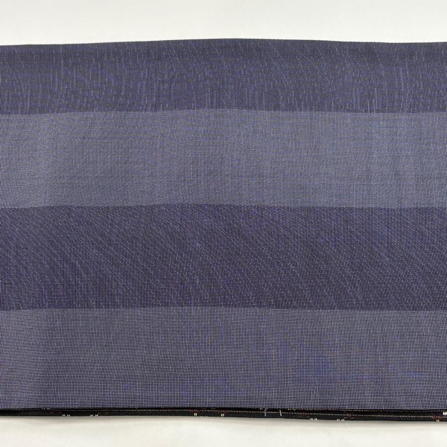 美品 袋帯 名品 縞 幾何学模様 黒 六通 正絹 中古_3