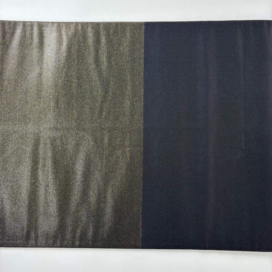 美品 袋帯 秀品 華文 幾何学 螺鈿箔 箔 黒灰 お太鼓柄 正絹 中古