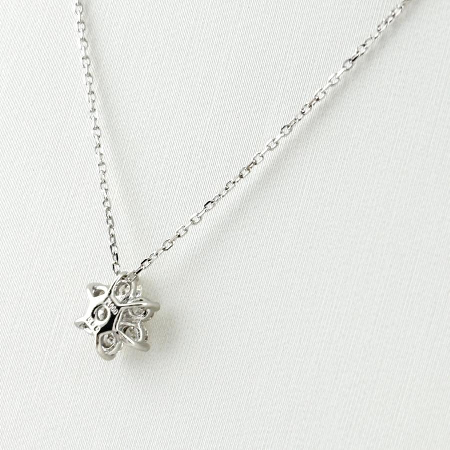 フラワーモチーフ デザインネックレス プラチナ ペンダント メレダイヤ 花 ネックレス Pt900 Pt850 ダイヤモンド レディース 中古_1