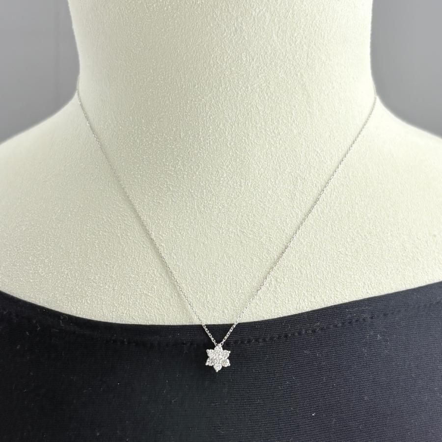 フラワーモチーフ デザインネックレス プラチナ ペンダント メレダイヤ 花 ネックレス Pt900 Pt850 ダイヤモンド レディース 中古_2