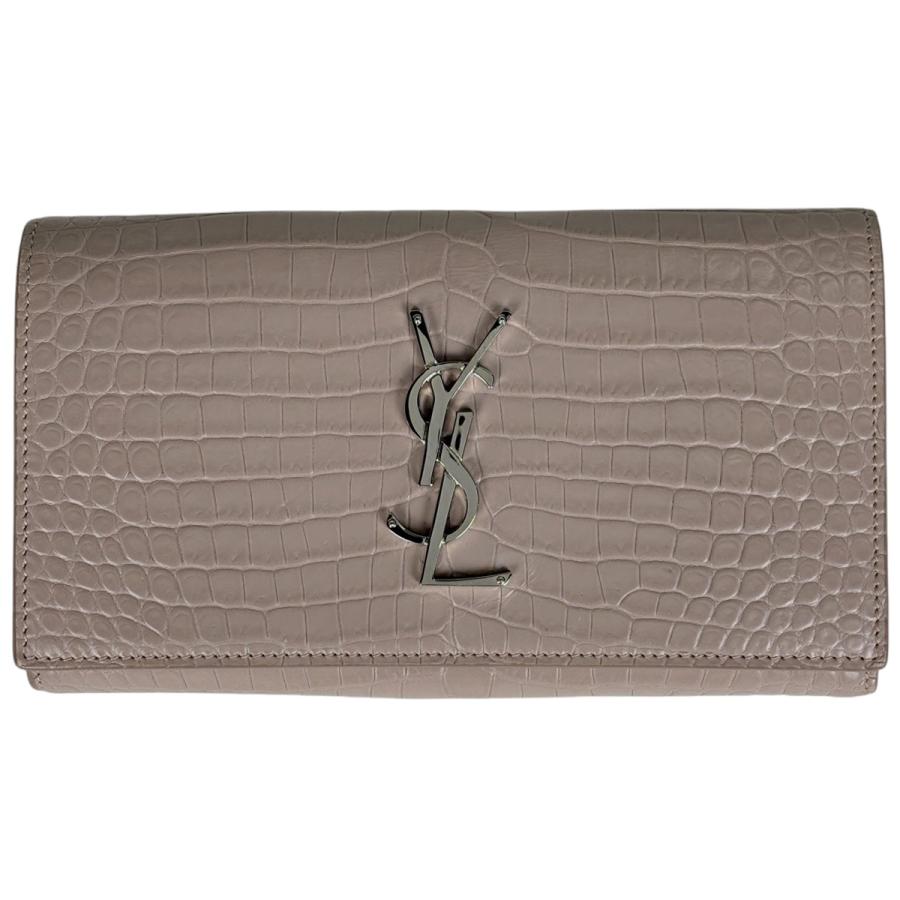 SAINT LAURENT サンローラン ロゴ 二つ折り 長財布 レザー ピンク 