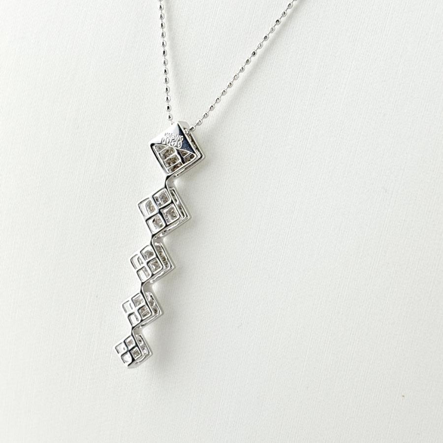 メレダイヤ デザインネックレス WG ホワイトゴールド ネックレス K18 WG ダイヤモンド レディース 中古