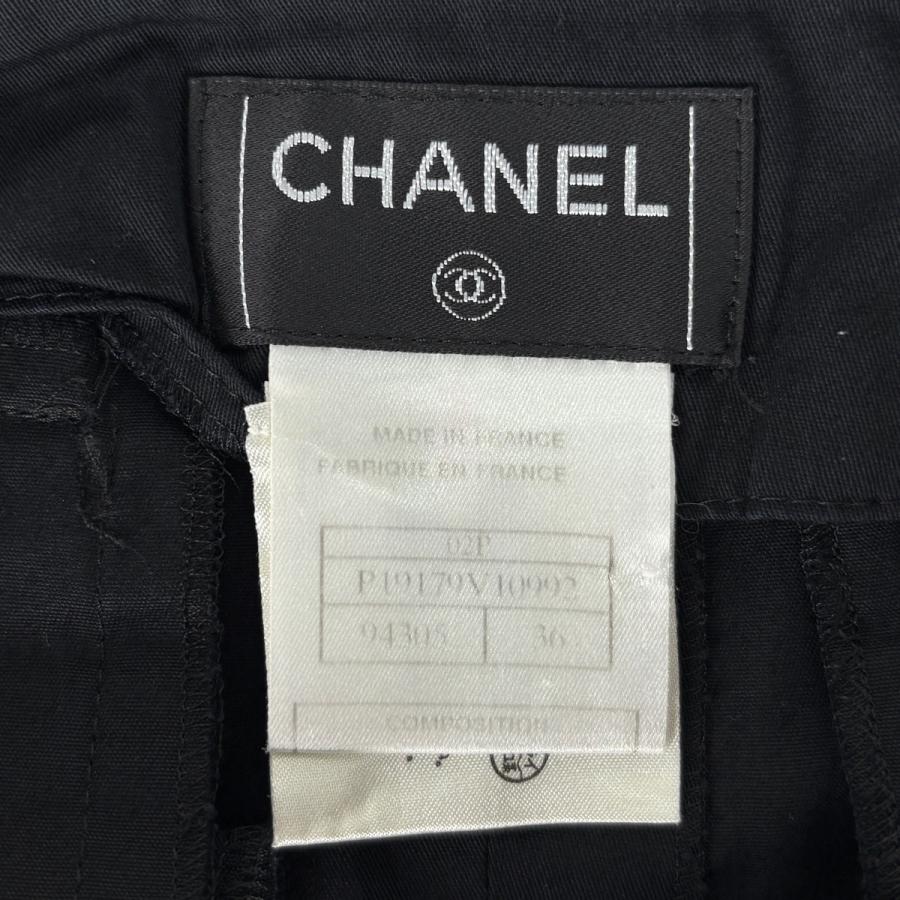 シャネル CHANEL ロゴボタン スカート 02P 台形 ボックス ボトムス スカート コットン ブラック レディース 中古_6