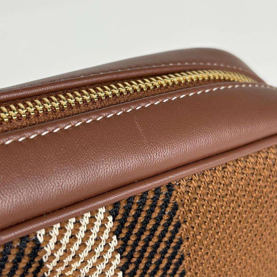 BURBERRY バーバリー スモールローラ TB チェック柄 チェーン ショルダーバッグ ブラウン ファブリック ツイード レザー BURBERRY（バーバリー） ローラ チェーン ショルダーバッグ TB