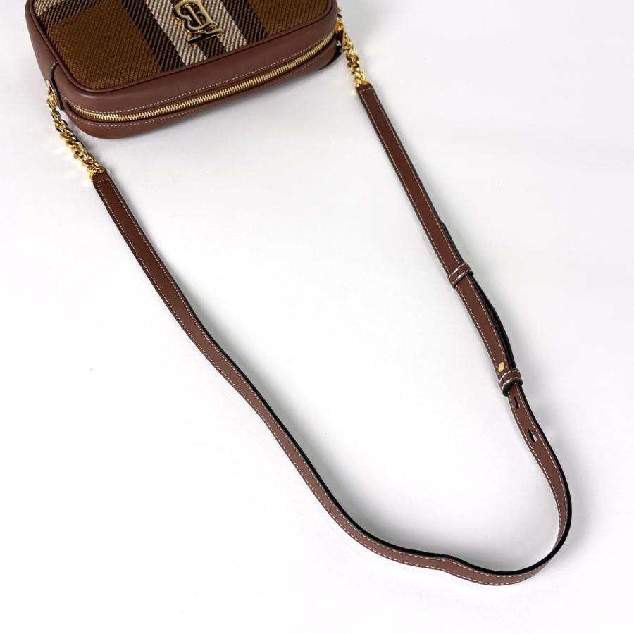 BURBERRY バーバリー スモールローラ TB チェック柄 チェーン ショルダーバッグ ブラウン ファブリック ツイード レザー BURBERRY（バーバリー） ローラ チェーン ショルダーバッグ TB