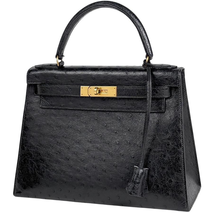 HERMES（エルメス） ケリー28 外縫い ハンドバッグ オーストリッチ 