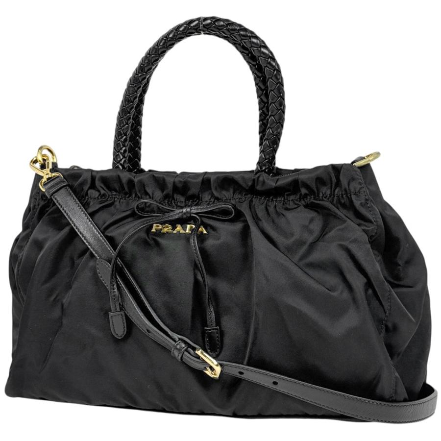 PRADA（プラダ） ロゴ ハンドバッグ リボン 2WAY ナイロン ネロ