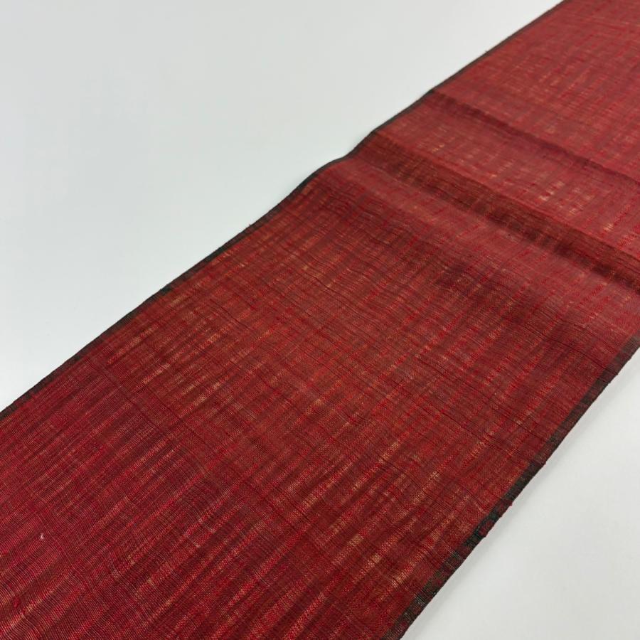 美品 袋帯 逸品 渡文 落款あり 夏帯 草花 金銀糸 赤 お太鼓柄 正絹 中古_4