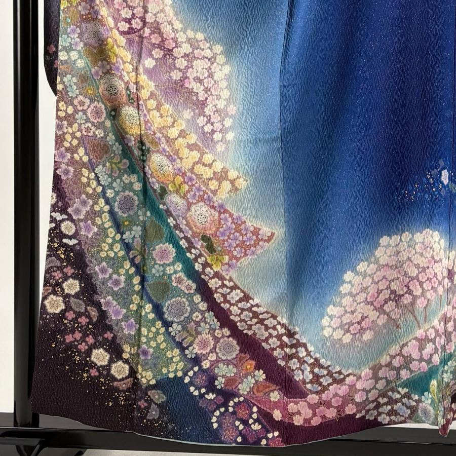 振袖 身丈156cm 裄丈66.5cm M 袷 吉乃一廉 落款あり 辻が花 金通し