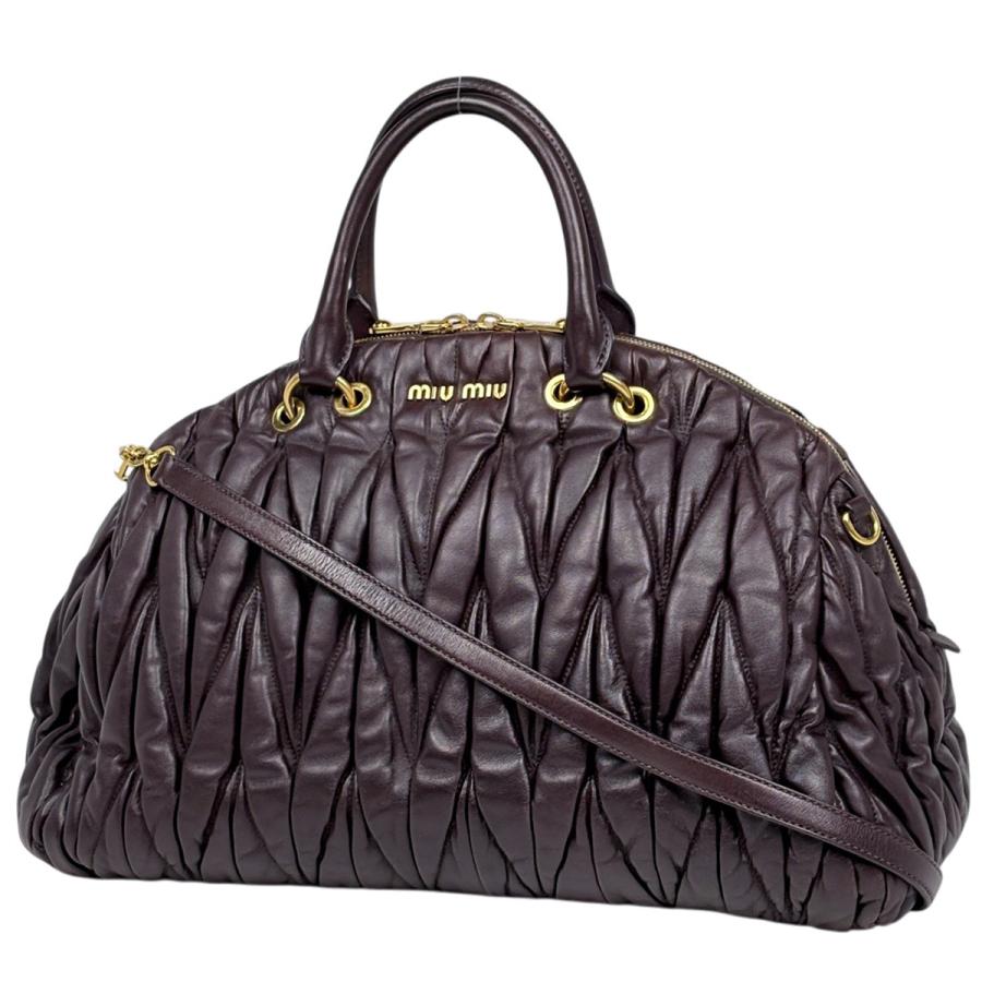 ミュウ Miu マテラッセ ハンドバッグ 2WAY レザー ボルドー レディース