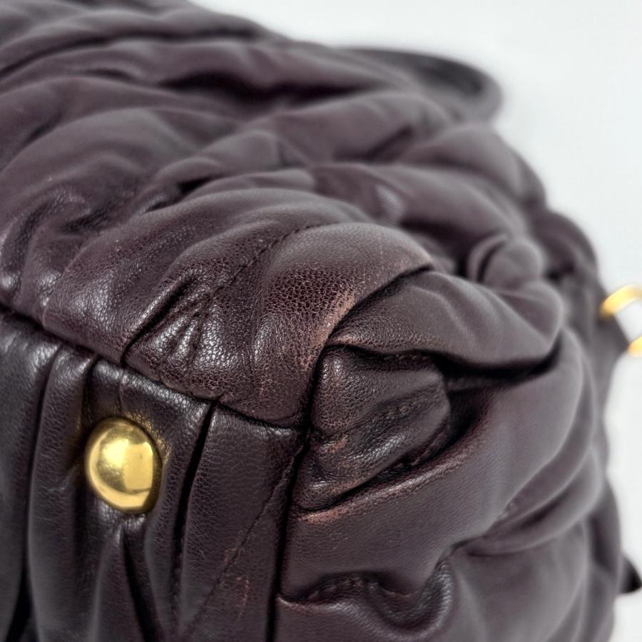 ミュウ Miu マテラッセ ハンドバッグ 2WAY レザー ボルドー レディース