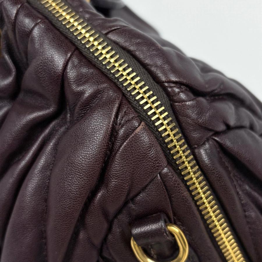 ミュウ Miu マテラッセ ハンドバッグ 2WAY レザー ボルドー レディース