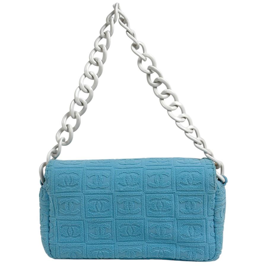 シャネル CHANEL ココマーク プラチェーン ショルダーバッグ ファブリック ライトブルー レディース 中古_2