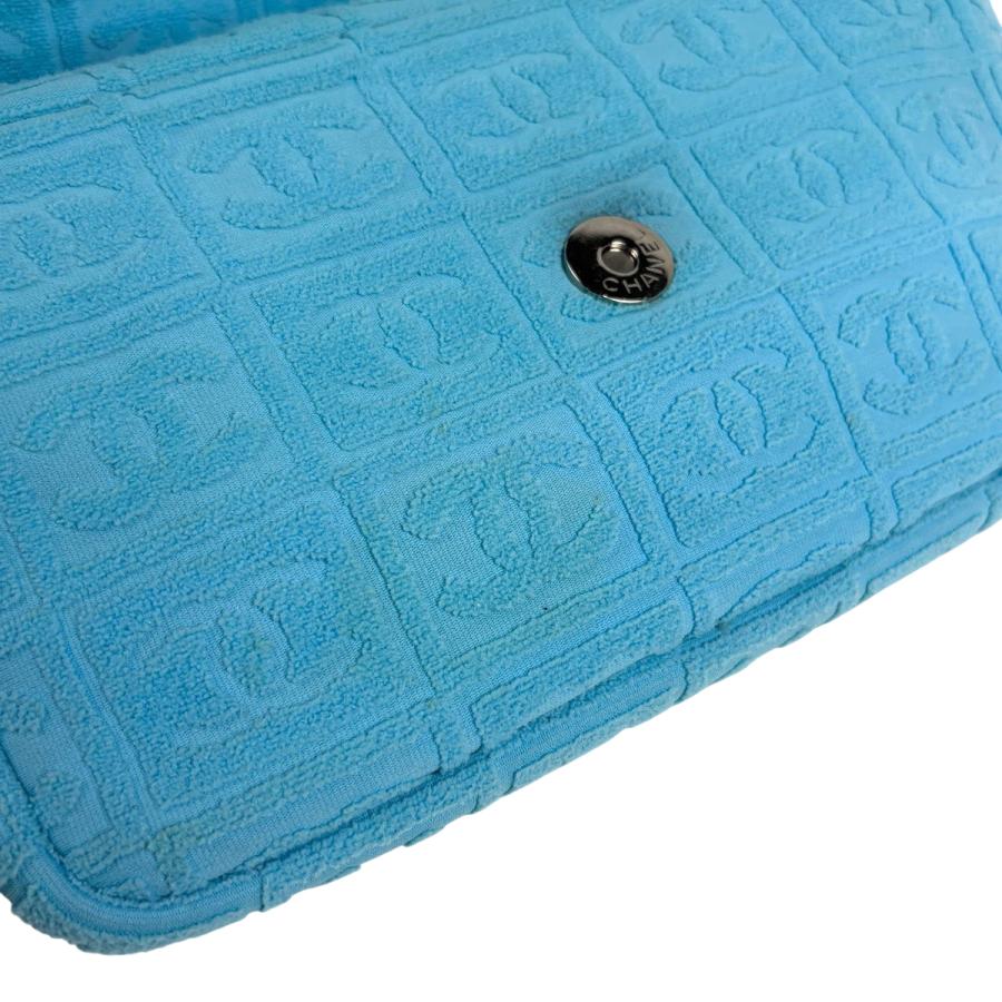 シャネル CHANEL ココマーク プラチェーン ショルダーバッグ ファブリック ライトブルー レディース 中古_6