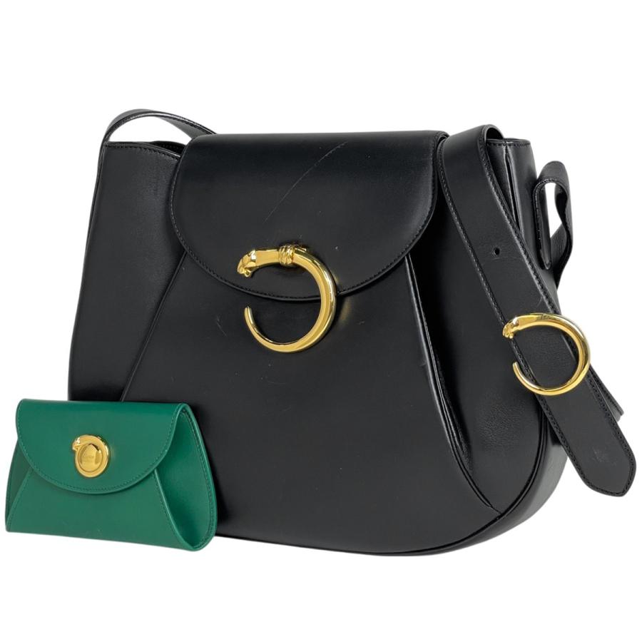 Cartier パンテール ショルダーバッグ ブラック　中古 Cartier（カルティエ） パンテール ショルダーバッグ レザー ブラック