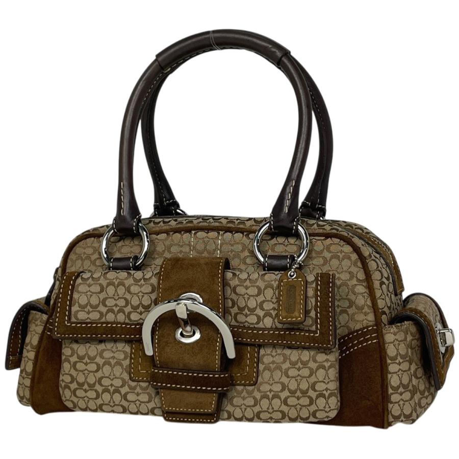 COACH シグネチャー ハンドバッグ ミニボストン COACH（コーチ） ミニシグネチャー ハンドバッグ キャンバス ブラウン
