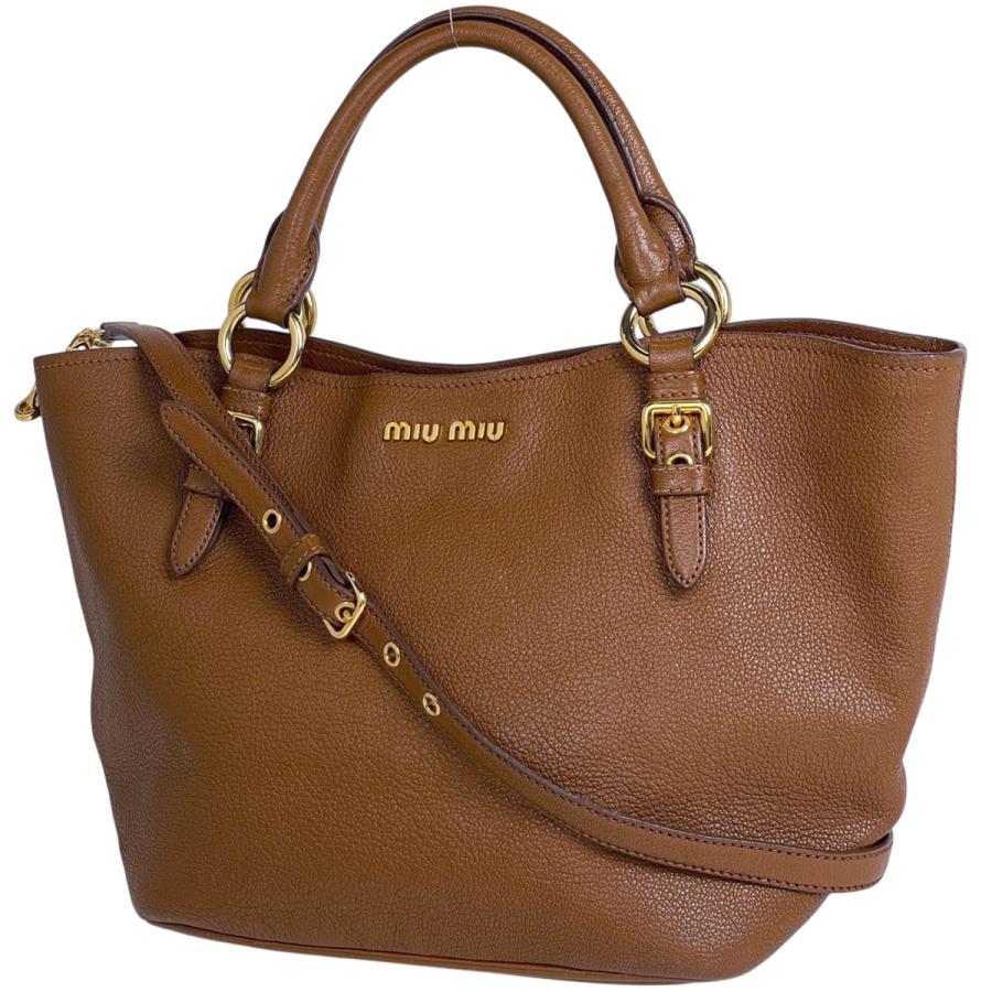 ミュウ Miu マドラス ハンドバッグ 2WAY レザー ブラウン RN0886 