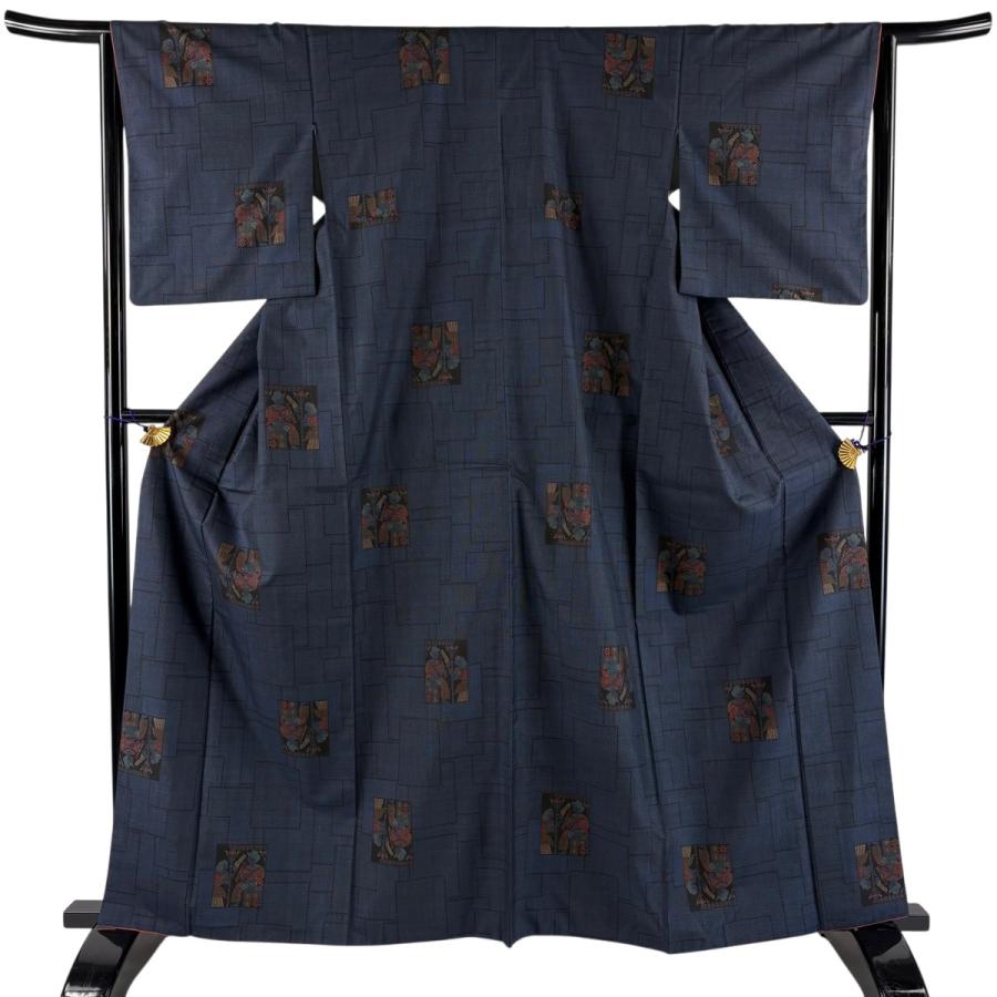★専用★美品 訪問着 染大島 大島紬 甲斐泰造 墨流し 身丈167cm 裄丈69 大島紬 身丈163cm 裄丈64.5cm M 袷 純泥染 証紙あり 色紙 コプト柄