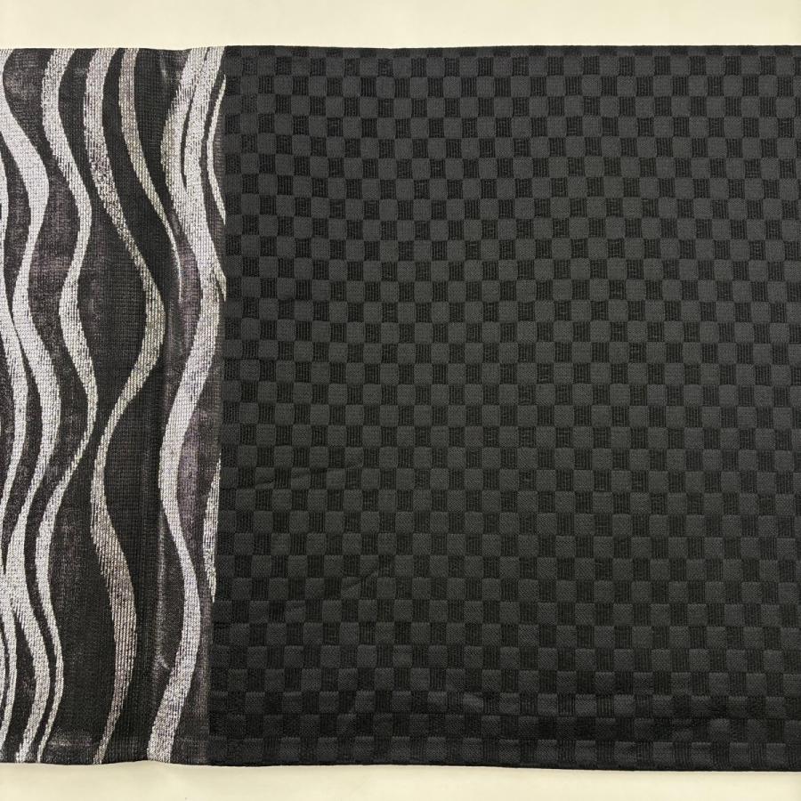 美品 袋帯 名品 波 箔 黒 六通 正絹 中古 : リユースセレクトショップ