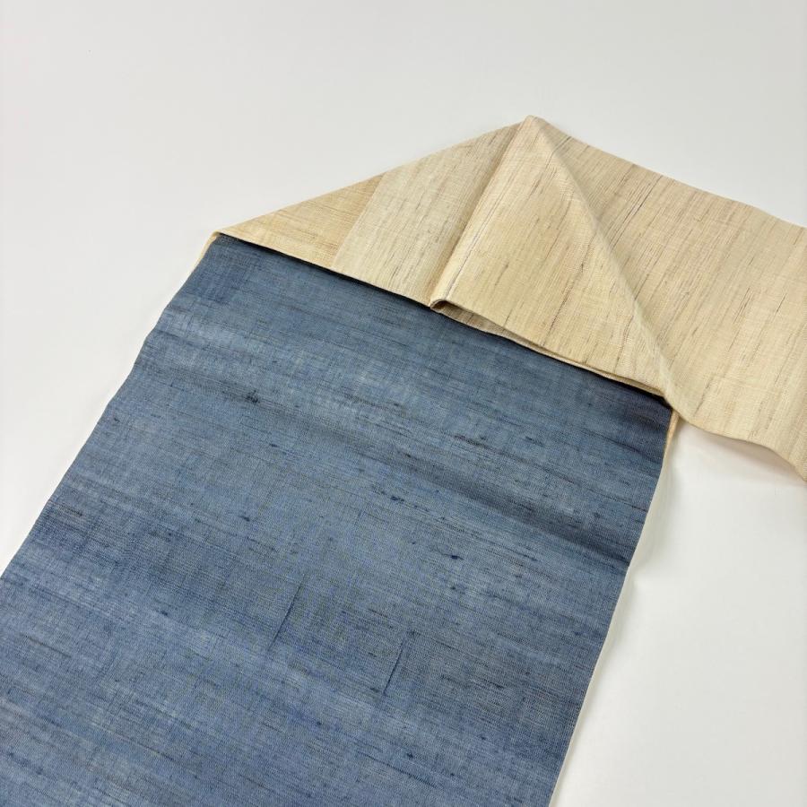 夏帯 名古屋帯 すくい織 抽象柄 ベージュ系 中古美品 リサイクル着物 