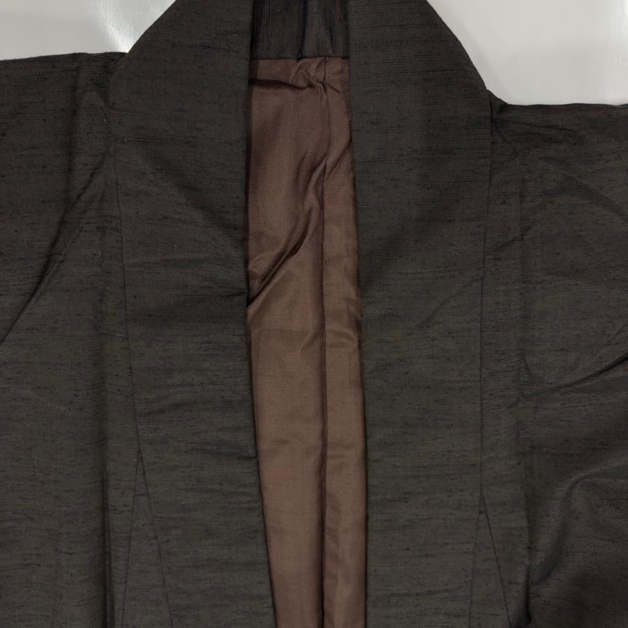男着物 身丈136cm 裄丈65cm S 袷 紬地 焦茶色 正絹 優品 中古