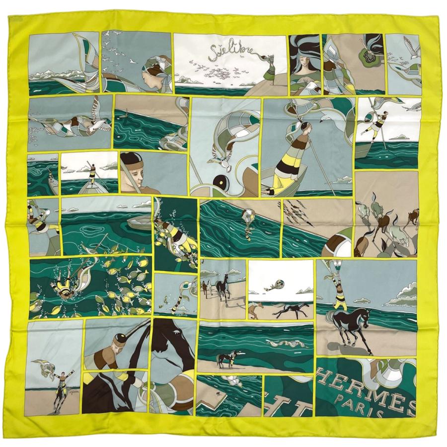 HERMES（エルメス） カレ90 soie li love シルクへの愛 スカーフ