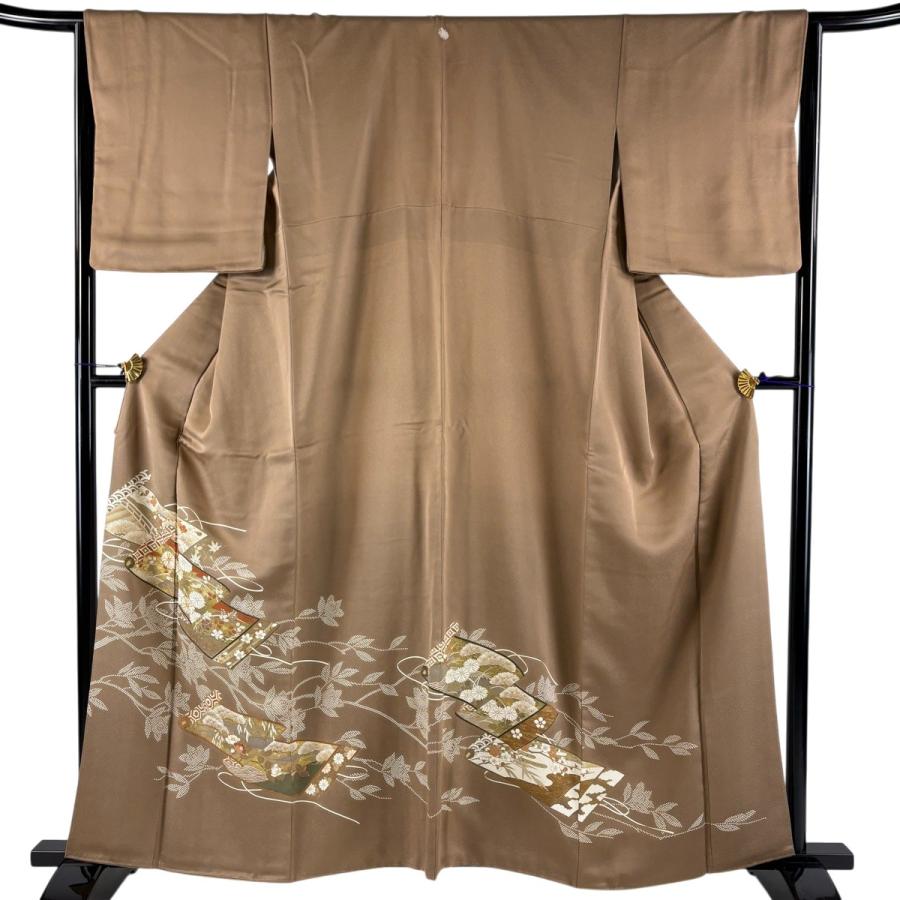 美品】 振袖 身丈155.5cm 裄丈62.5cm S 袷 扇 ヱ霞 金糸