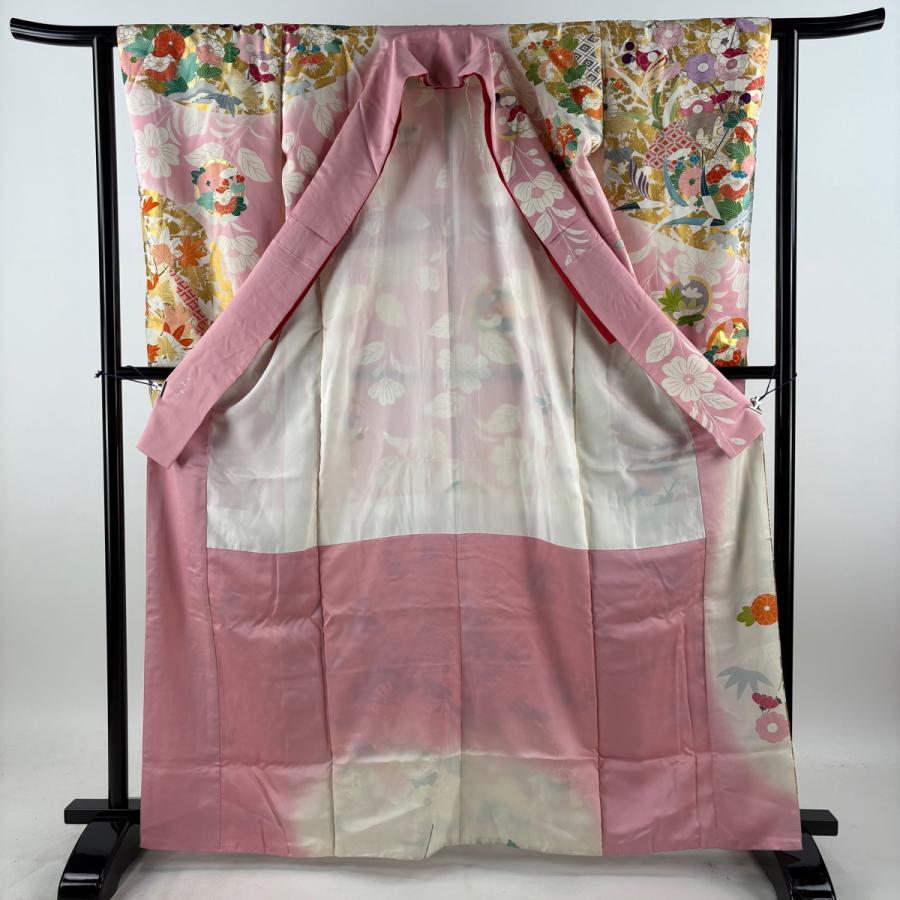 振袖 身丈165.5cm 裄丈61.5cm S 袷 千總 落款あり 御所車 菊 金糸 金彩