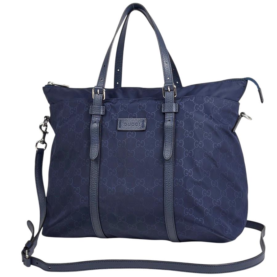 GUCCI（グッチ） GUCCI GG柄 トートバッグ 2WAY ナイロン ブルー 