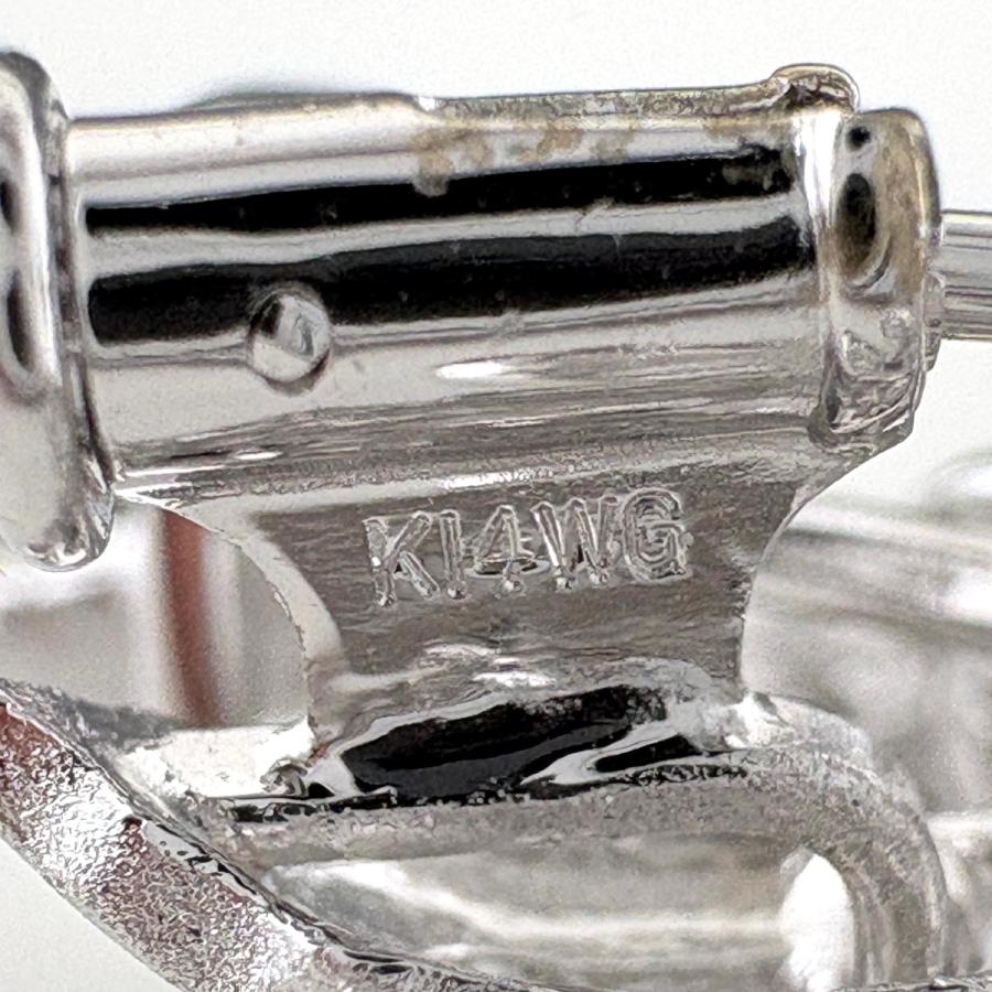 フラワーモチーフ デザインブローチ WG ホワイトゴールド メレダイヤ