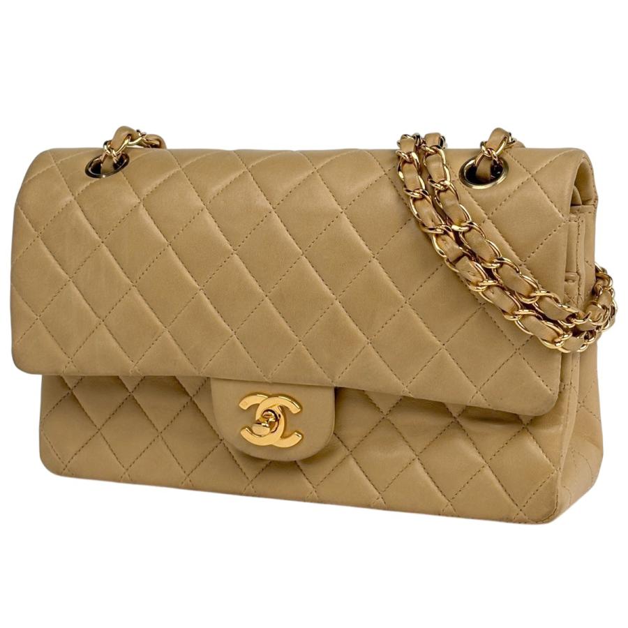 CHANEL ハンドバッグマトラッセ ココマーク　ベージュ　レディース【中古品】 CHANEL（シャネル） マトラッセ Wフラップ チェーン ショルダーバッグ