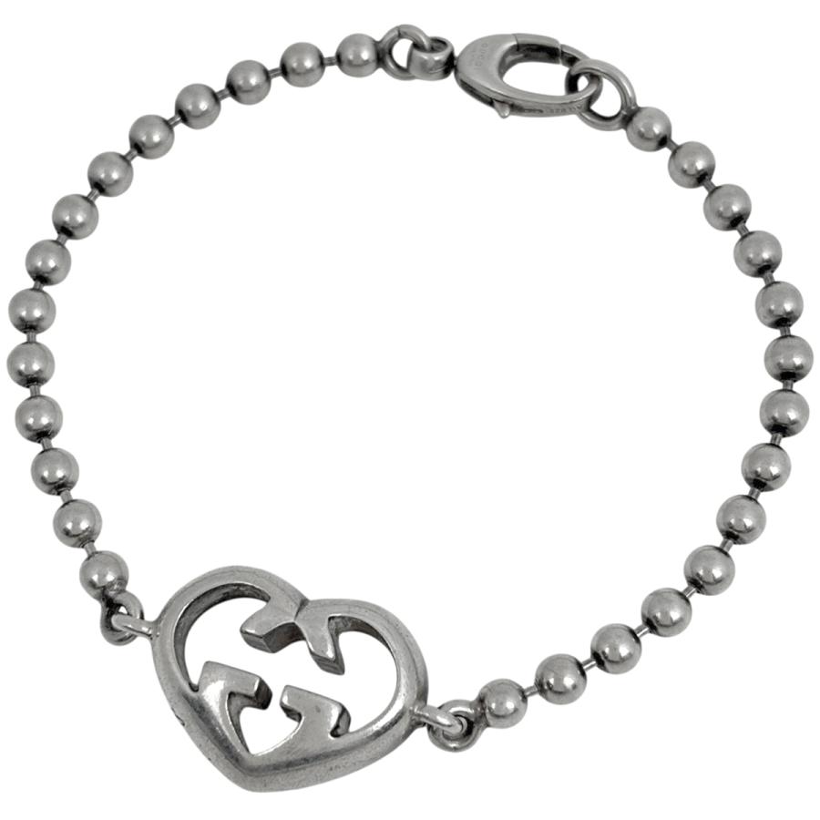 GUCCI ハートモチーフ ブレスレット シルバー Ag925 #17 GUCCI（グッチ） ハートモチーフ ブレスレット GGロゴ シルバー