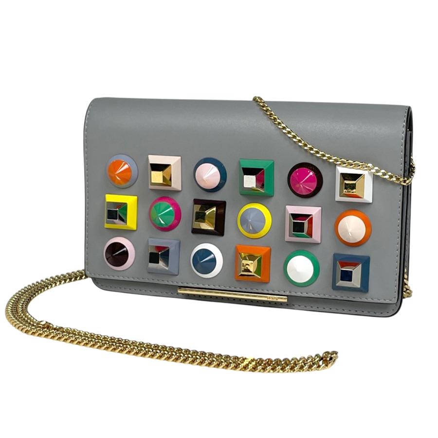 【大幅値下げ】【早い者勝ち】FENDI マルチスタッズ　バッグ FENDI（フェンディ） スタッズ チェーン ウォレット レインボー マルチ