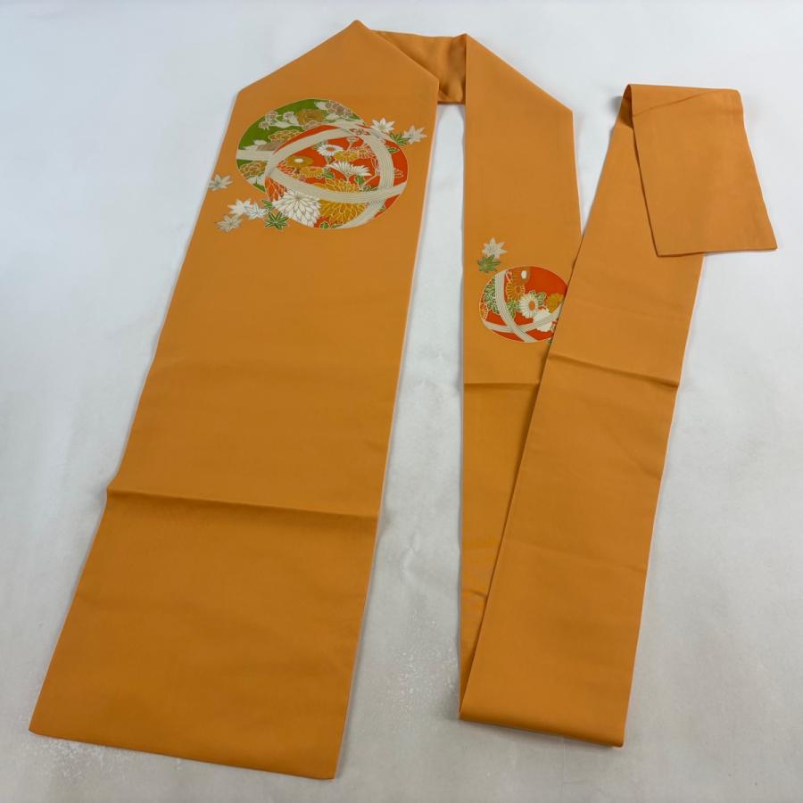 名古屋帯 逸品 手鞠 草花 金銀彩 薄オレンジ 正絹 中古 : リユース 