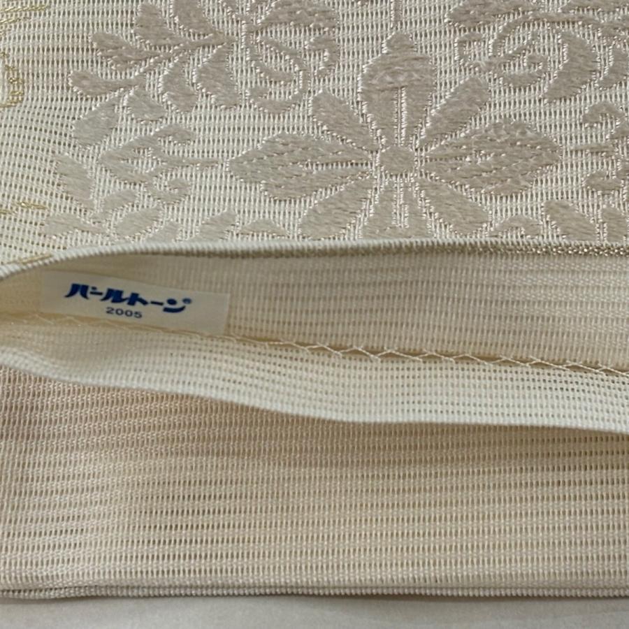 袋帯 逸品 夏帯 絽 八つ藤の丸 唐草 箔 クリーム 六通 正絹 中古