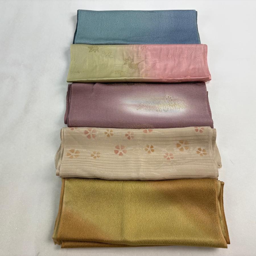 帯揚げ 優品 帯揚げ5枚セット 薄茶色 正絹 和装小物 中古 : リユース 