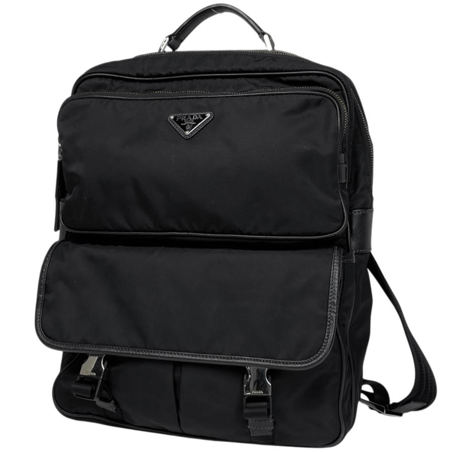 PRADA プラダ リュック　バックパック　プレートロゴ　ナイロン　ブラック PRADA（プラダ） ロゴプレート リュックサック ビジネス バックパック