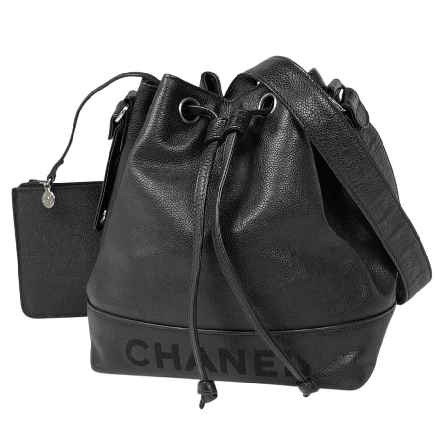 CHANEL（シャネル） ロゴ チェーン ショルダーバッグ 巾着型 キャビア