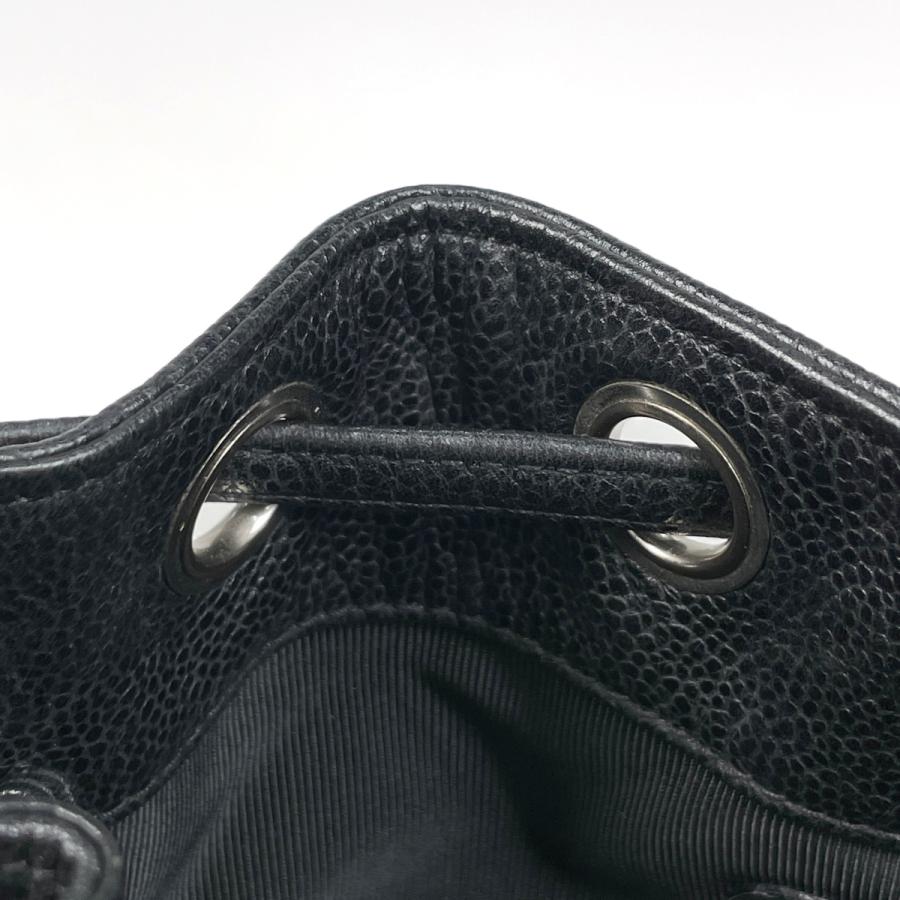 CHANEL（シャネル） ロゴ チェーン ショルダーバッグ 巾着型 キャビア