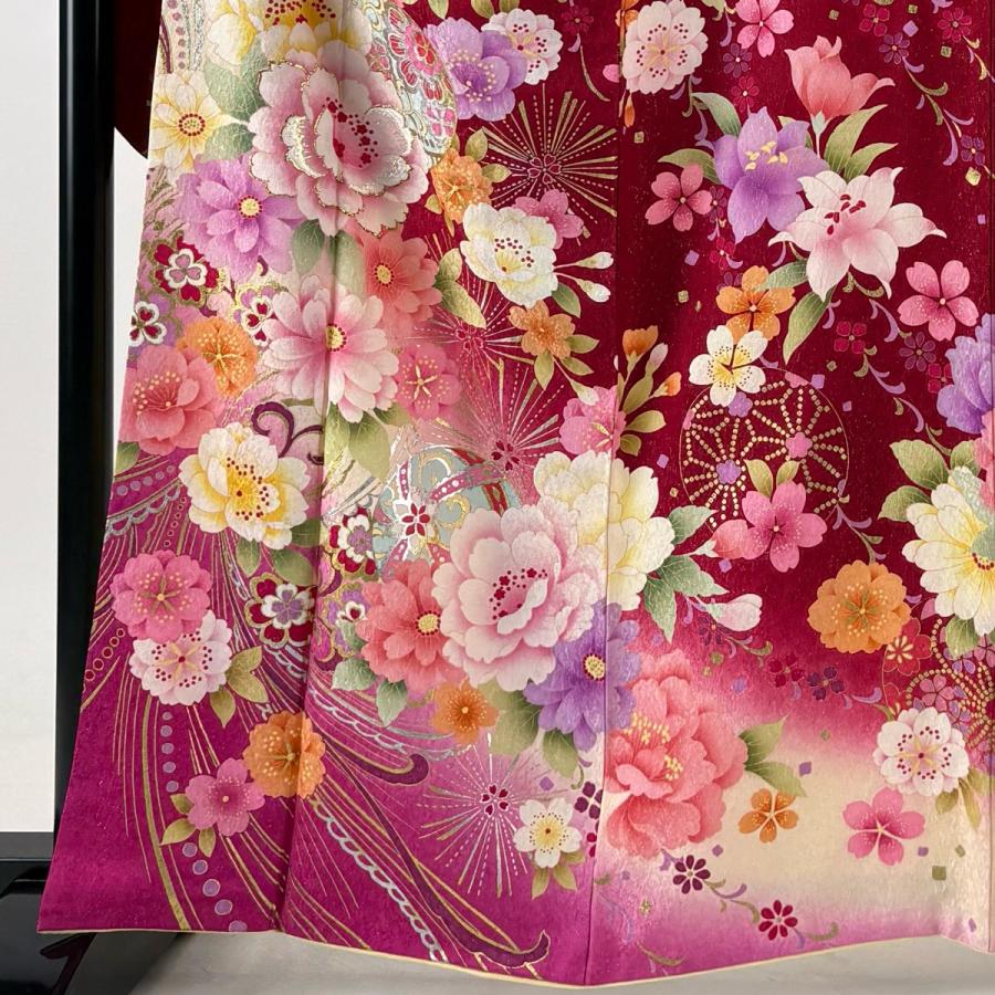 レディース 【美品】 振袖 身丈166.5cm 裄丈67cm M 袷 手鞠 草花 銀通し